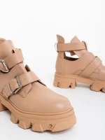 Дамски боти телесен цвят от екологична кожа Lucara