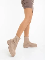 Дамски спортни обувки бежови от текстилен материал Mulana