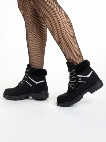 Дамски боти  черни  от еко кожа  Rehana