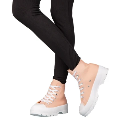 Дамски кецове  розови  от текстилен материал  Roses