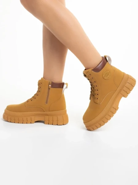 Дамски боти  камел от еко кожа  Isley