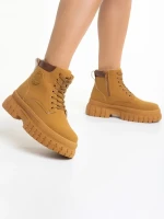 Дамски боти  камел от еко кожа  Isley