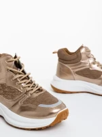 Дамски спортни обувки златисти от текстилен и синтетичен материал Varava