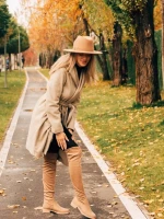 Дамски чизми бежови от текстилен материал Verria