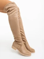 Дамски чизми бежови от текстилен материал Verria