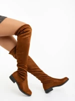 Дамски чизми камел от текстилен материал Verria