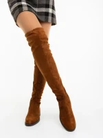 Дамски чизми камел от текстилен материал Verria