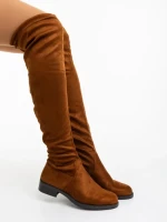 Дамски чизми камел от текстилен материал Verria