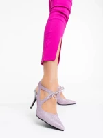 Дамски обувки лилави от текстилен материал Shaira