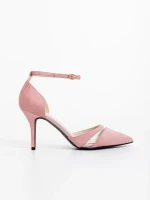 Дамски обувки с ток розови от текстилен материал Armara