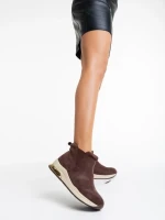 Дамски боти кафяви от текстилен материал Lyuba