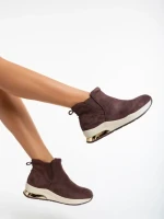 Дамски боти кафяви от текстилен материал Lyuba