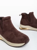 Дамски боти кафяви от текстилен материал Lyuba