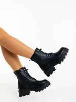 Дамски боти черни от екологична кожа Robyna