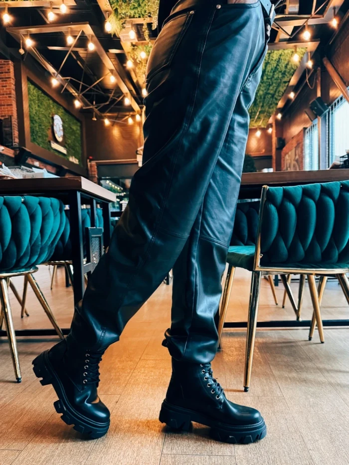 Дамски боти черни от екологична кожа Montara