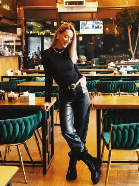 Дамски боти черни от екологична кожа Montara