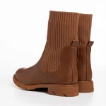 Дамски боти  кафяви  от еко кожа и текстилен материал  Camryn