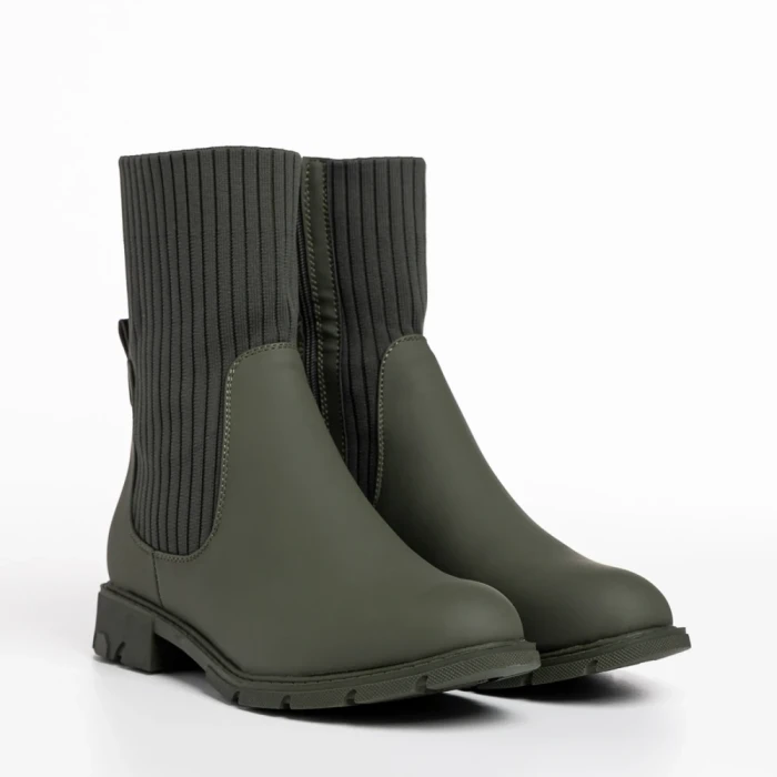 Дамски боти  зелени  от еко кожа и текстилен материал  Camryn