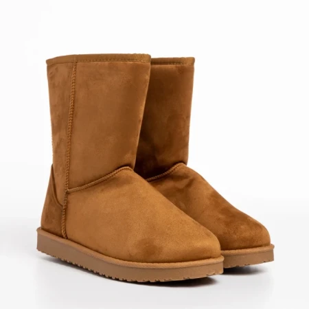 Дамски чизми камел от текстилен материал  Daleyza