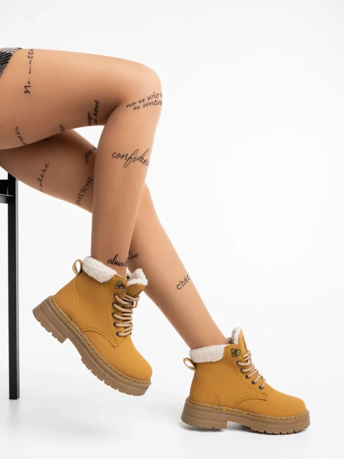 Дамски боти камел от еко кожа Tolena