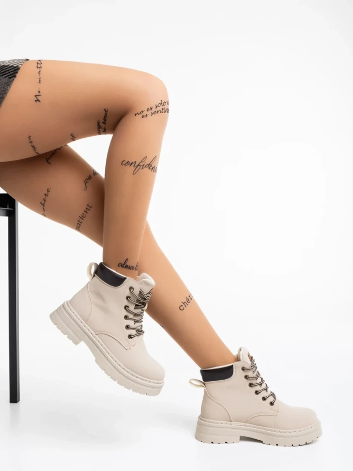 Дамски боти бежови от еко кожа Kaylea