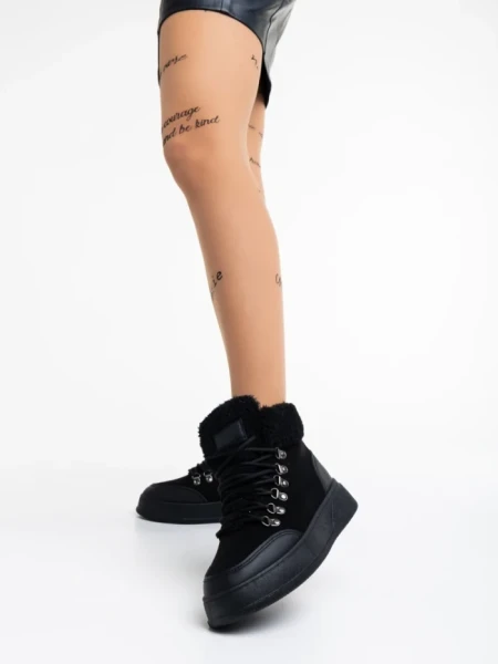 Дамски боти черни от текстилен материал Clarabelle