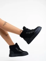 Дамски боти черни от текстилен материал Clarabelle