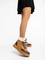 Дамски боти камел от текстилен материал Clarabelle