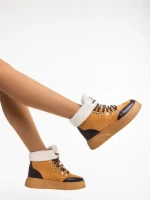 Дамски боти камел от текстилен материал Clarabelle