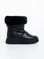 Дамски чизми черни от еко кожа и текстилен материал Janicia