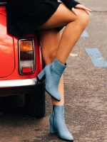 Дамски боти сини от текстилен материал Eleonora