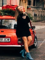 Дамски боти сини от текстилен материал Eleonora