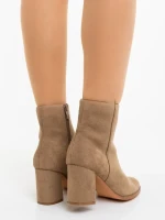 Дамски боти бежови от текстилен материал Eleonora