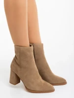 Дамски боти бежови от текстилен материал Eleonora