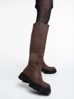 Дамски чизми тъмно кафяви  от еко кожа  Mukta