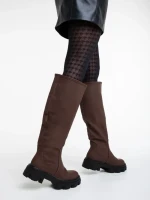 Дамски чизми тъмно кафяви  от еко кожа  Mukta
