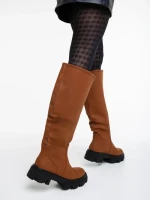 Дамски чизми светло кафяви  от еко кожа  Mukta