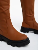 Дамски чизми светло кафяви  от еко кожа  Mukta