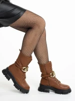 Дамски боти  кафяви  от еко кожа  Roiza