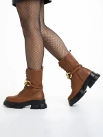 Дамски боти  кафяви  от еко кожа  Roiza