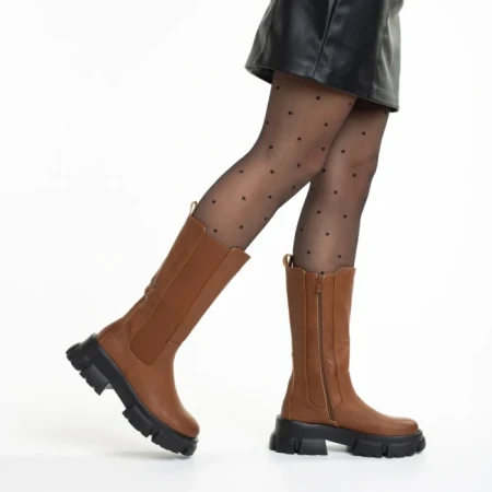 Дамски чизми  кафяви  от еко кожа  Rosalinda