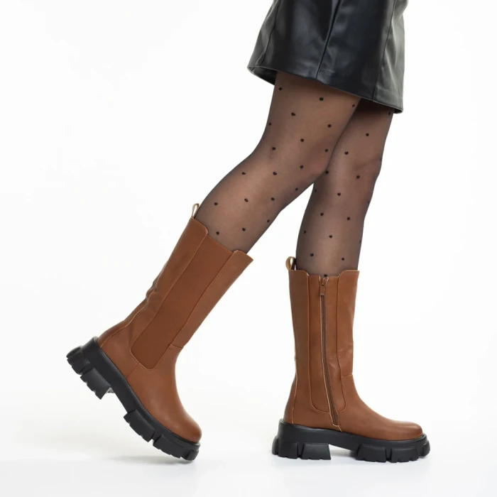 Дамски чизми  кафяви  от еко кожа  Rosalinda