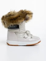 Дамски чизми бежови от еко кожа и текстилен материал Delyth