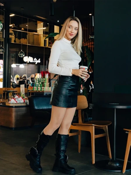 Дамски чизми черни от екологична кожа Caraveni