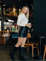 Дамски чизми черни от екологична кожа Caraveni