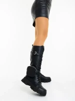 Дамски чизми черни от екологична кожа Caraveni