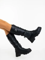 Дамски чизми черни от екологична кожа Caraveni