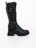 Дамски чизми черни от екологична кожа Caraveni