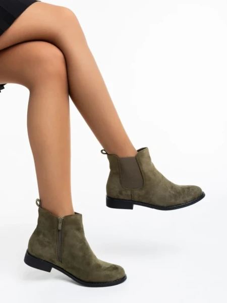 Дамски боти зелени от текстилен материал Sauda