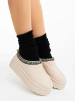 Дамски чехли светло бежови от текстилен материал Valtera